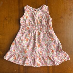 Girls Pink & Orange Floral Ruffled Sundress - Sleeveless 2T - Cotton
